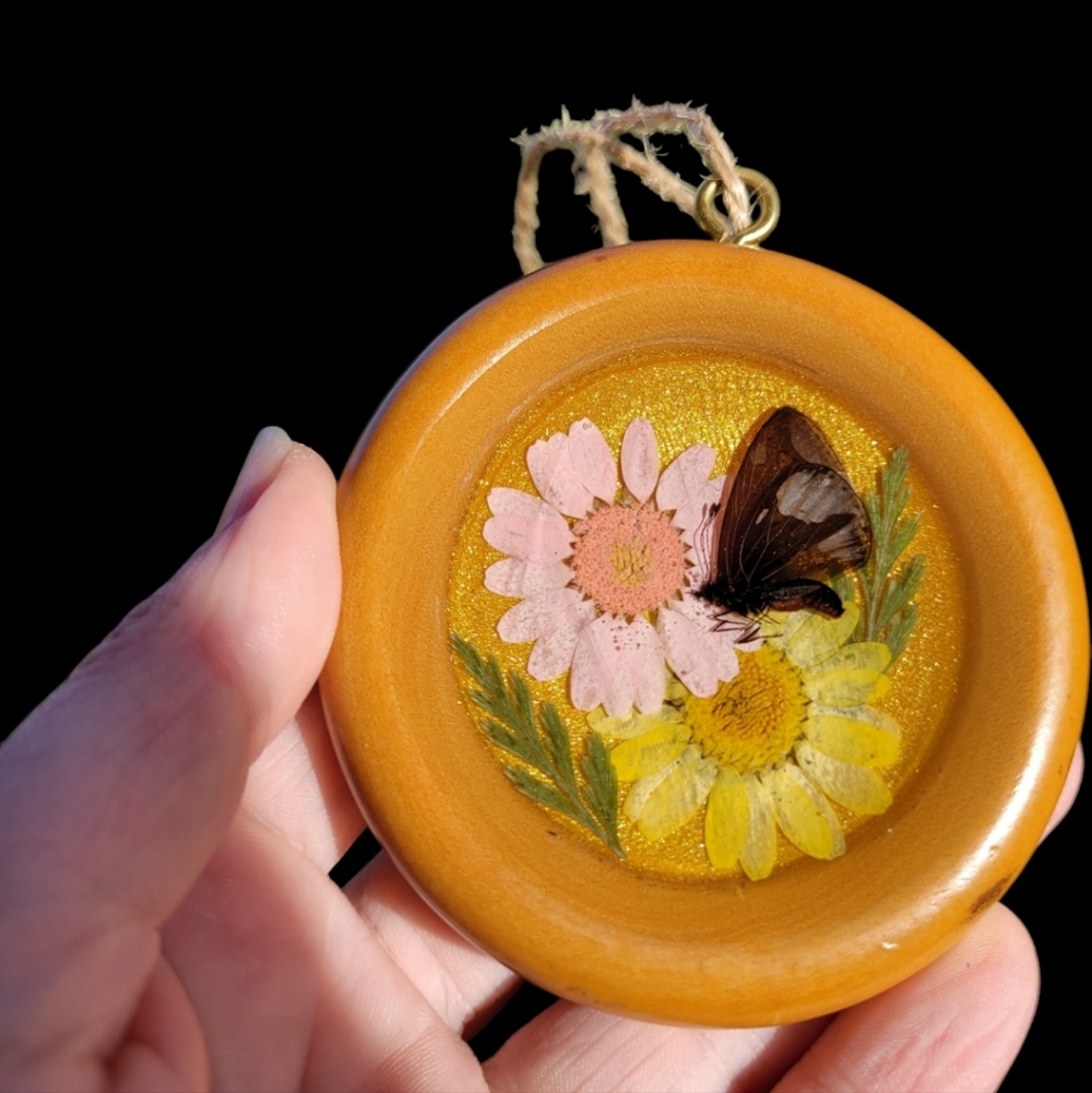 Floral Butterfly Wooden Ornament